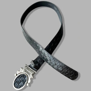 Kudos Braided Leather Belt With NBEL Vintage Buckle Made in Italy Unisex